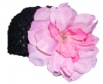 Baby Crochet Hat Black/Pink Peony