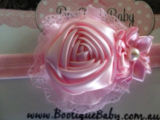 Baby Satin Roses Headband