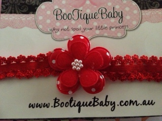 Red Flower Lace Headband