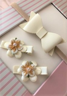 Baby Leather Headband Set - Ivory