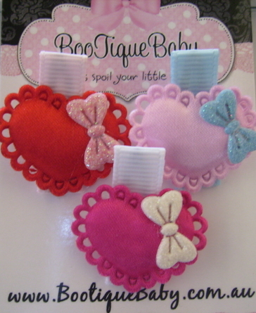 Hearts Trio - Non Slip Hair Clips